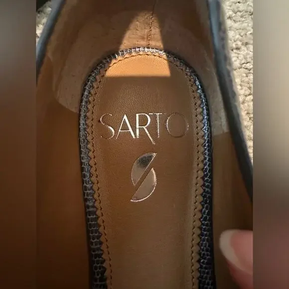 FRANCO SARTO | Steel Blue Croc Embossed Leather Loafers Flats | Women’s Size 5.5 - Picture 5 of 7